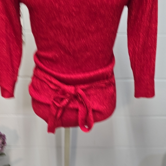 Byer California Vibrant Shimmery Red Cowl Neck Sweater - Picture 8 of 9